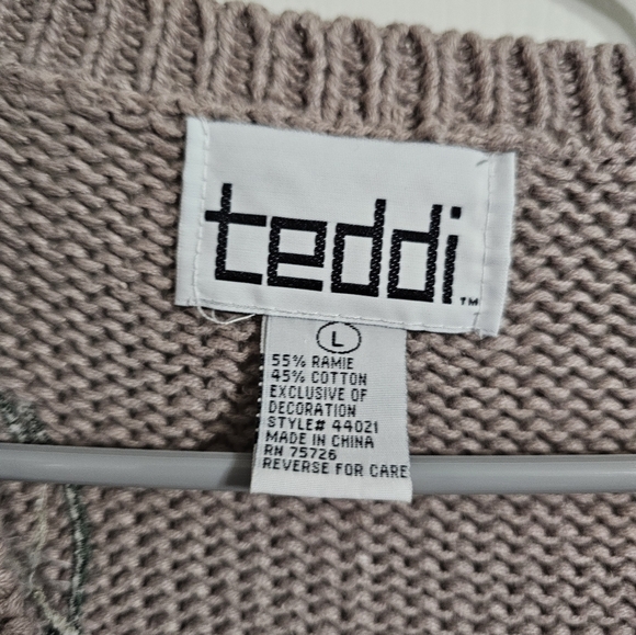 Vintage Teddi Cottagecore Sweater Vest Women Large Knit Floral Squirrel House 90 - Picture 4 of 6